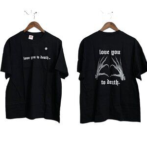 Petals And Peacocks Womens Black NWOT Oversized Love You To Death T-Shirt XL